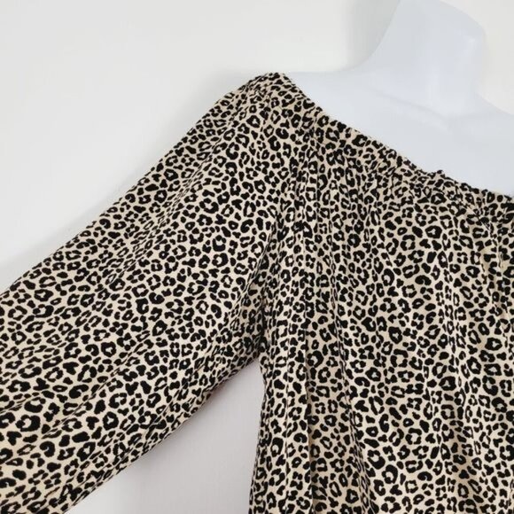 Rayon‎ Animal Leopard Print Tie Front Plus Size Blouse 3X - Picture 4 of 9